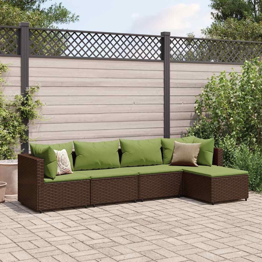 4 Piece Patio Lounge Set With Cushions Poly Rattan