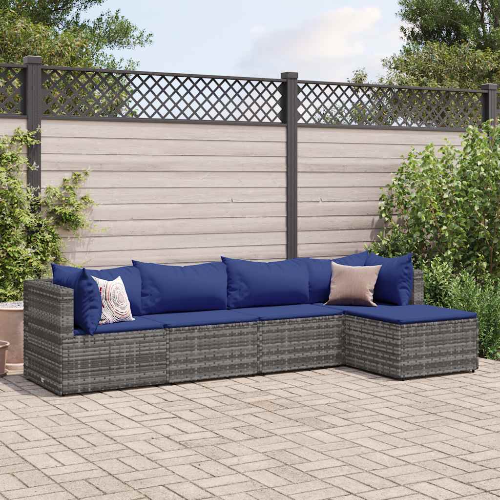 4 Piece Patio Lounge Set With Cushions Poly Rattan