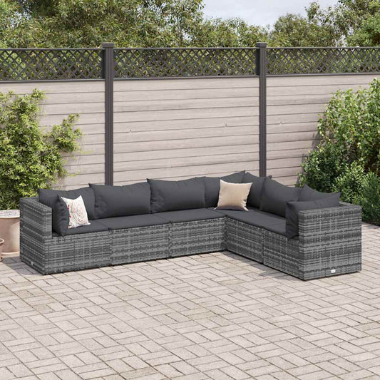 6 Piece Patio Lounge Set With Cushions Poly Rattan