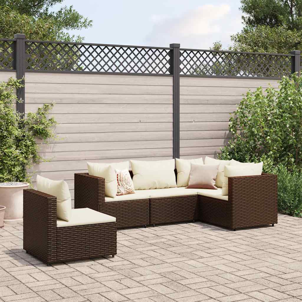 6 Piece Patio Lounge Set With Cushions Poly Rattan