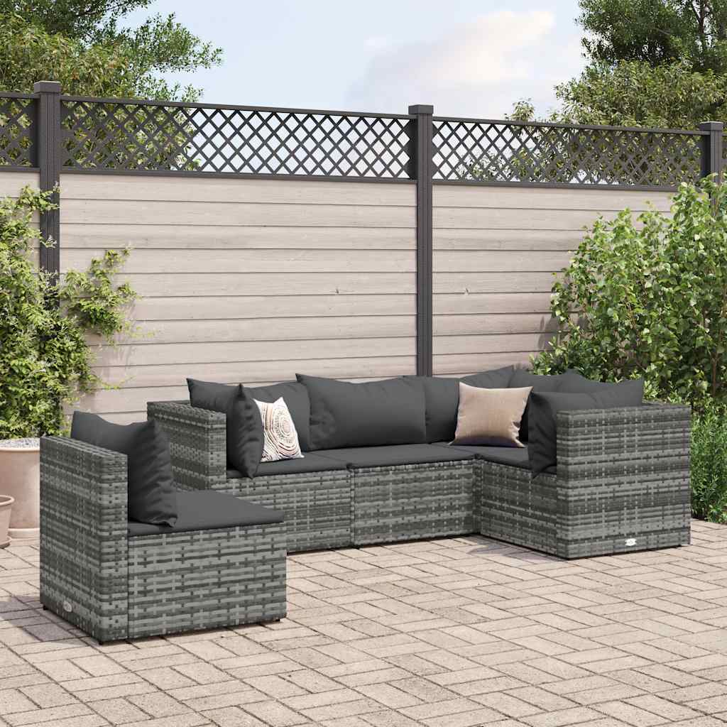 6 Piece Patio Lounge Set With Cushions Poly Rattan