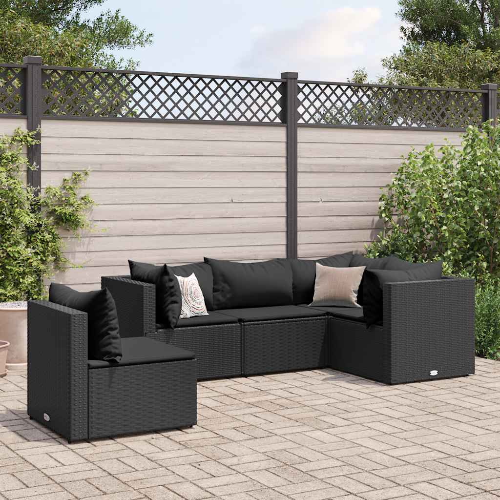 6 Piece Patio Lounge Set With Cushions Poly Rattan