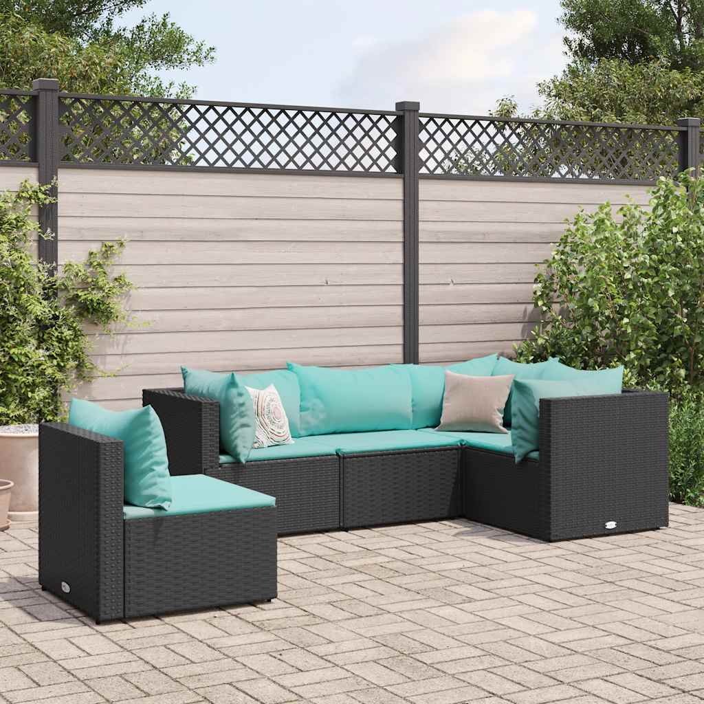 6 Piece Patio Lounge Set With Cushions Poly Rattan