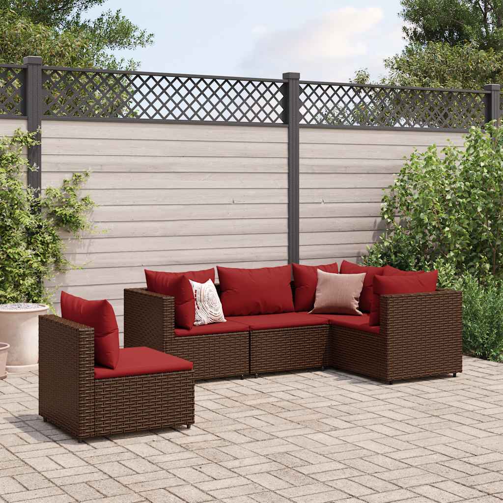 6 Piece Patio Lounge Set With Cushions Poly Rattan