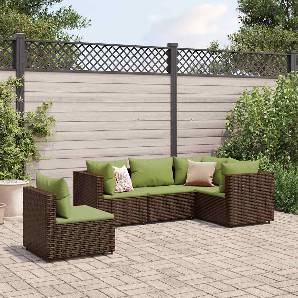 6 Piece Patio Lounge Set With Cushions Poly Rattan