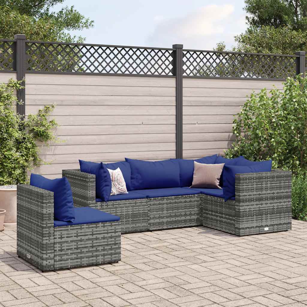 6 Piece Patio Lounge Set With Cushions Poly Rattan