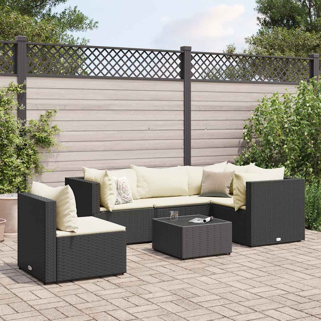 6 Piece Patio Lounge Set With Cushions Poly Rattan