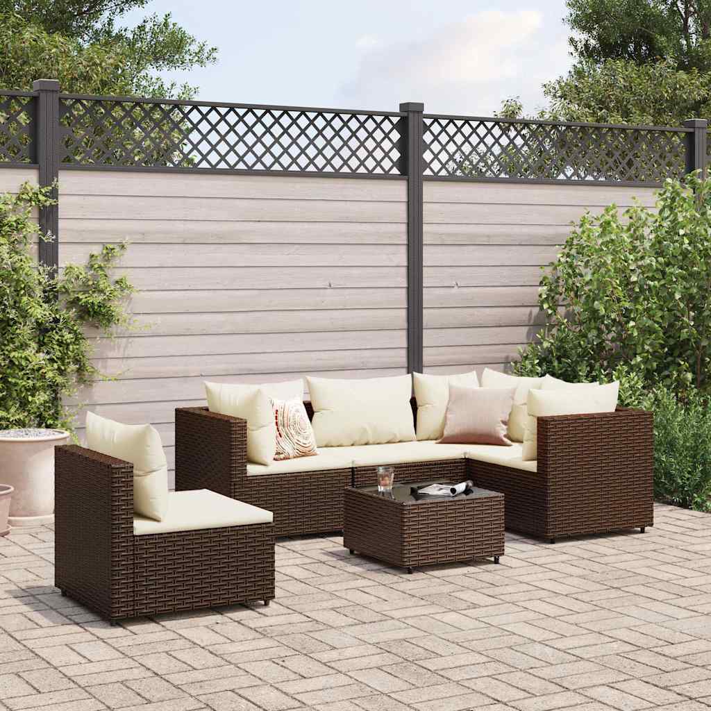 6 Piece Patio Lounge Set With Cushions Poly Rattan