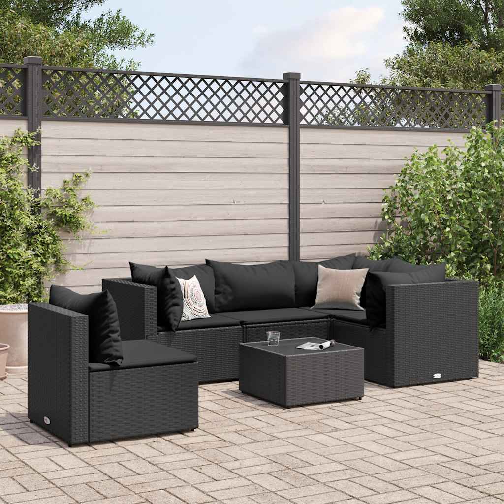 6 Piece Patio Lounge Set With Cushions Poly Rattan