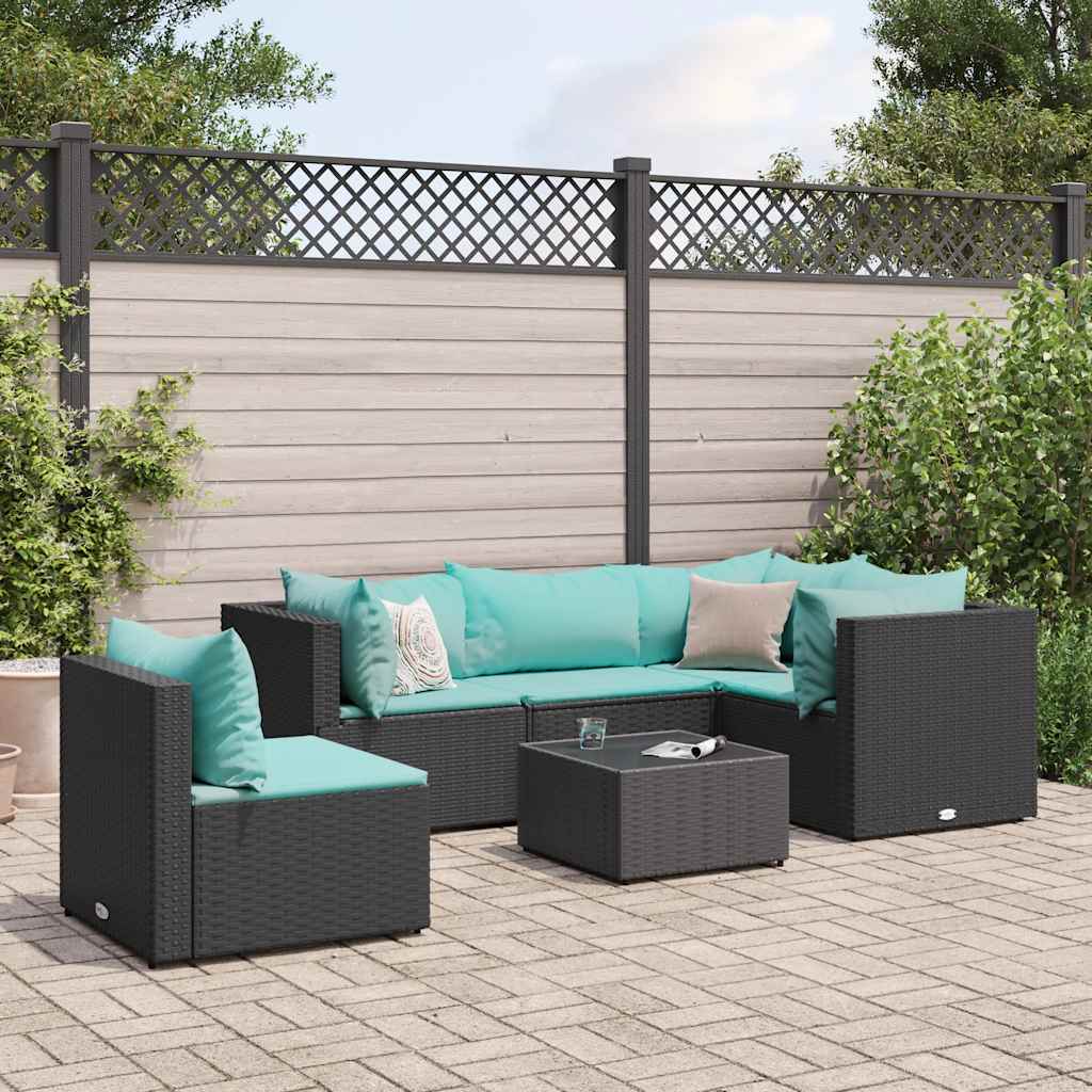 6 Piece Patio Lounge Set With Cushions Poly Rattan