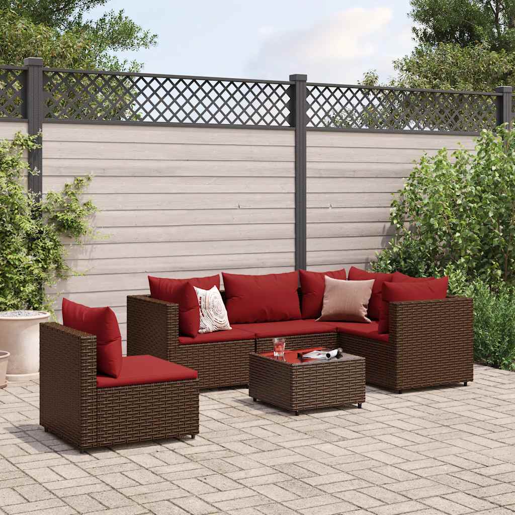 6 Piece Patio Lounge Set With Cushions Poly Rattan