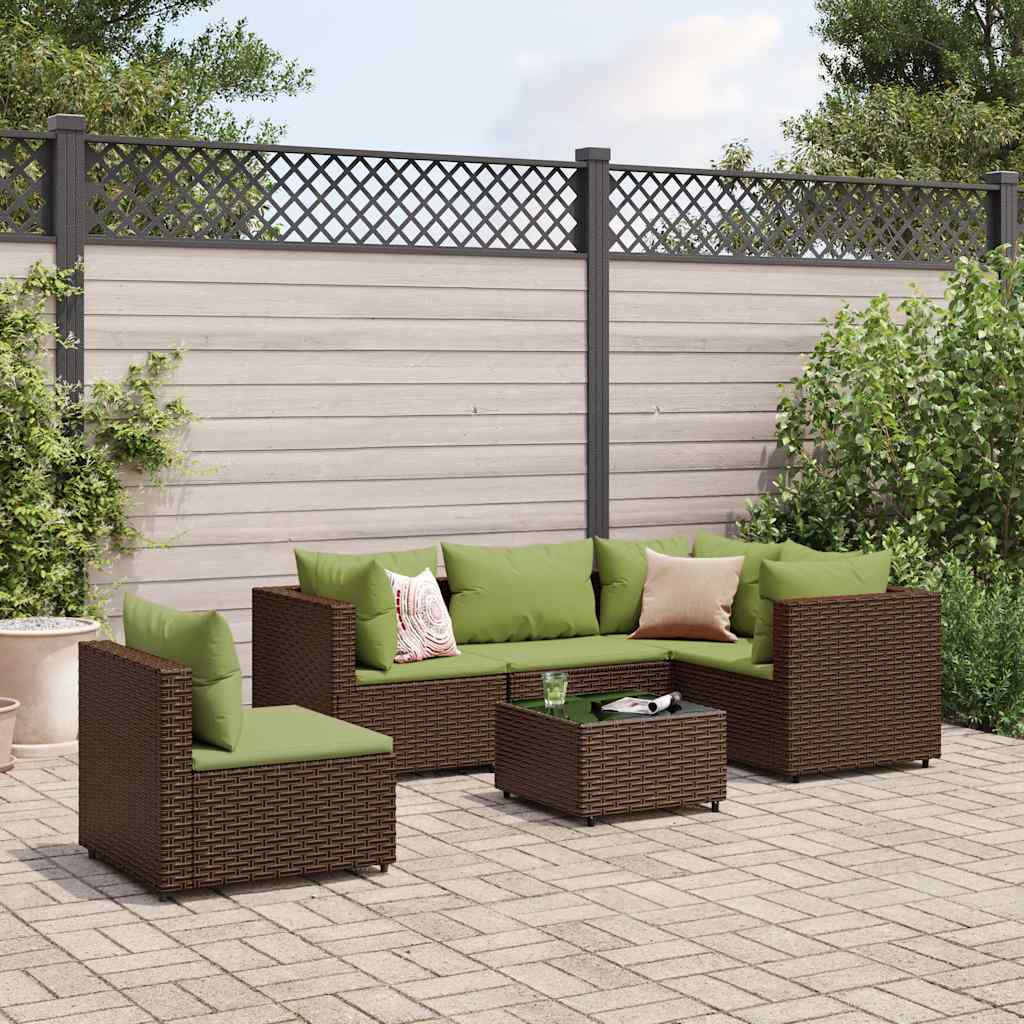 6 Piece Patio Lounge Set With Cushions Poly Rattan