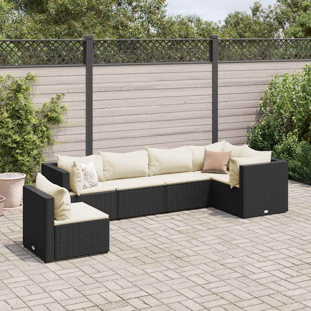 6 Piece Patio Lounge Set With Cushions Poly Rattan