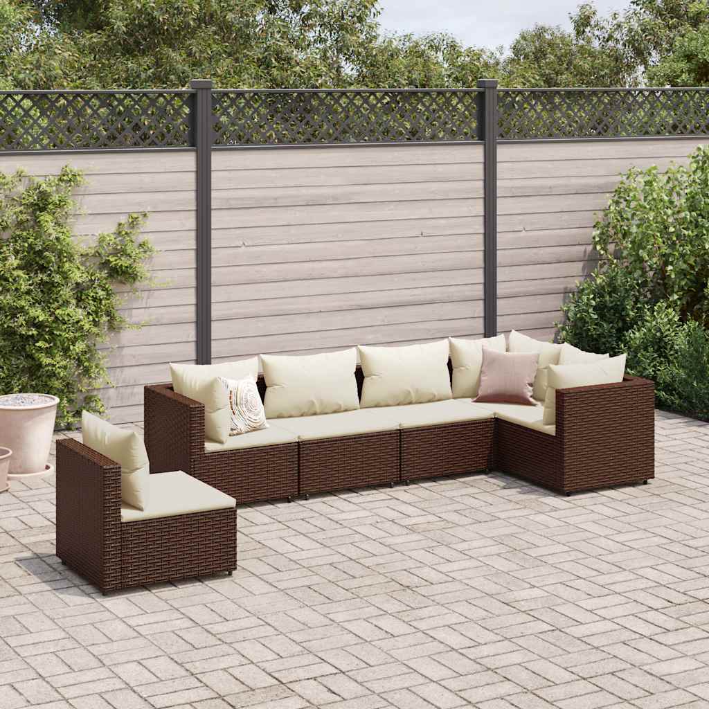 6 Piece Patio Lounge Set With Cushions Poly Rattan