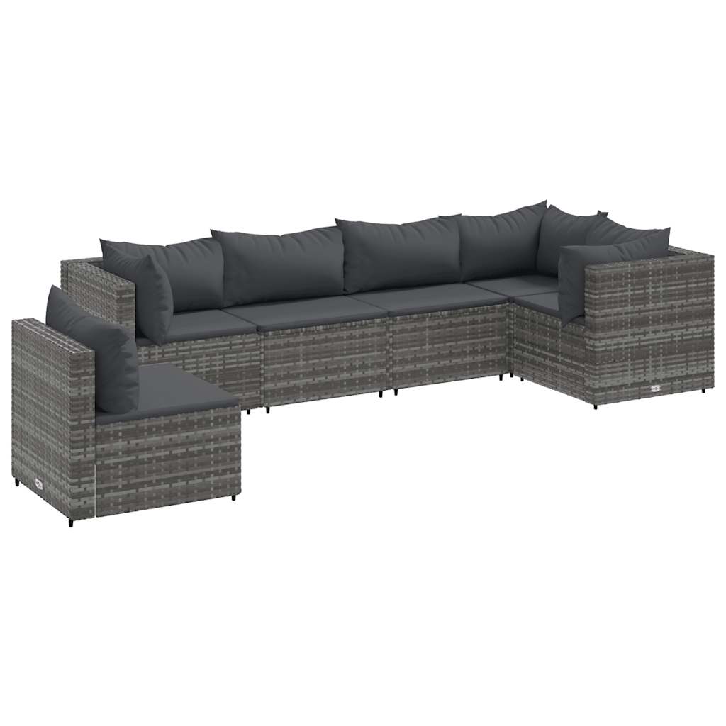 6 Piece Patio Lounge Set With Cushions Poly Rattan