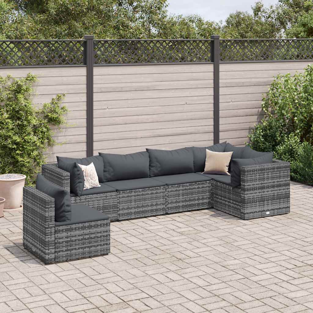 6 Piece Patio Lounge Set With Cushions Poly Rattan