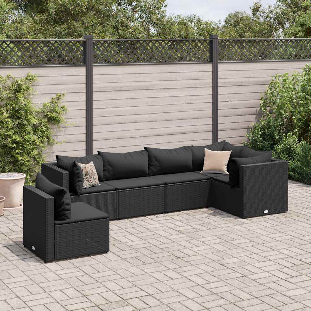 6 Piece Patio Lounge Set With Cushions Poly Rattan