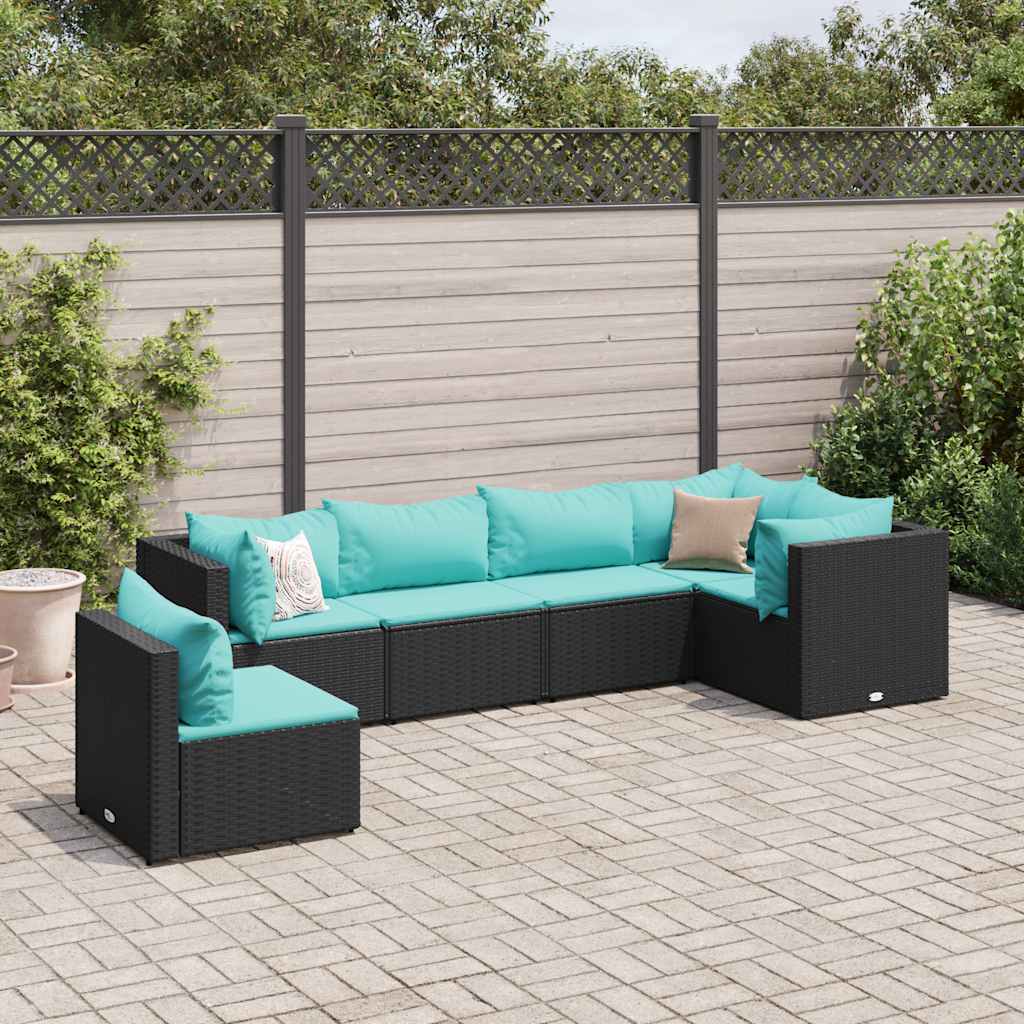 6 Piece Patio Lounge Set With Cushions Poly Rattan