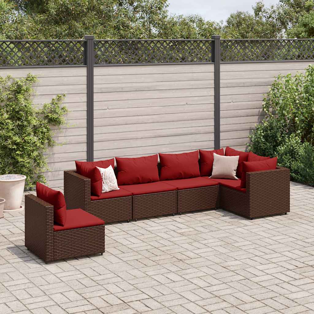 6 Piece Patio Lounge Set With Cushions Poly Rattan