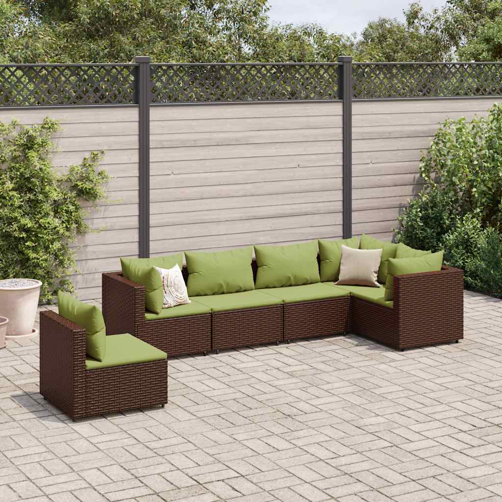 6 Piece Patio Lounge Set With Cushions Poly Rattan