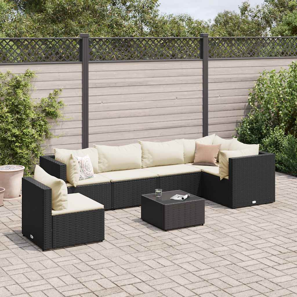 6 Piece Patio Lounge Set With Cushions Poly Rattan