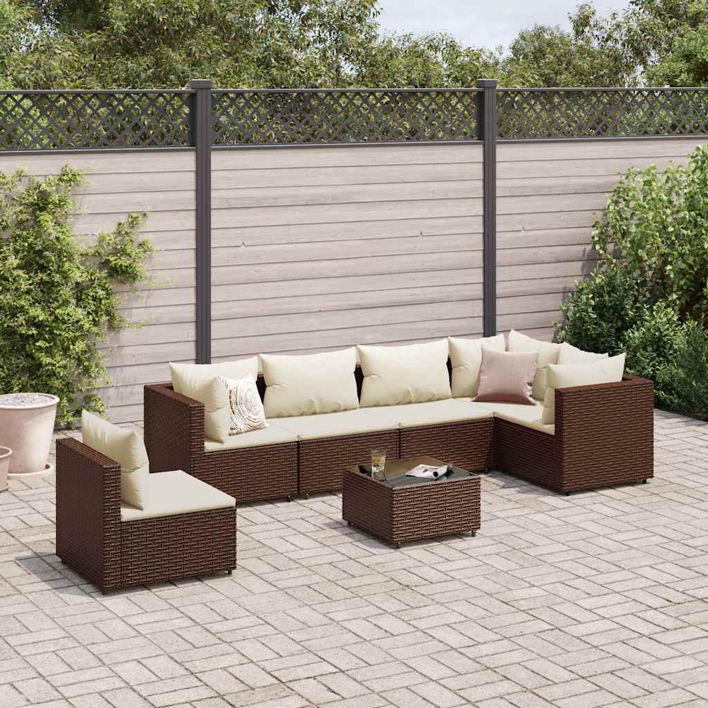 6 Piece Patio Lounge Set With Cushions Poly Rattan