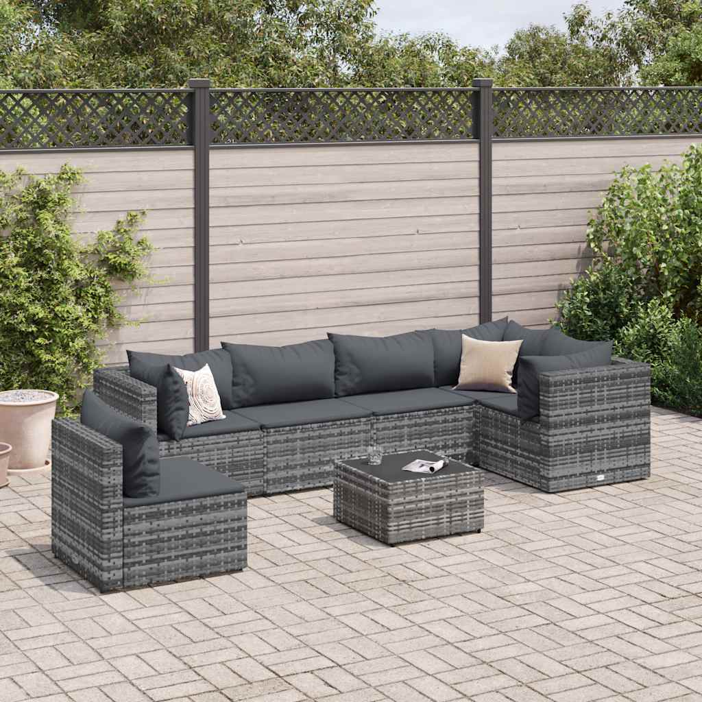 6 Piece Patio Lounge Set With Cushions Poly Rattan