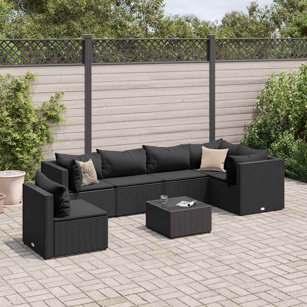 6 Piece Patio Lounge Set With Cushions Poly Rattan