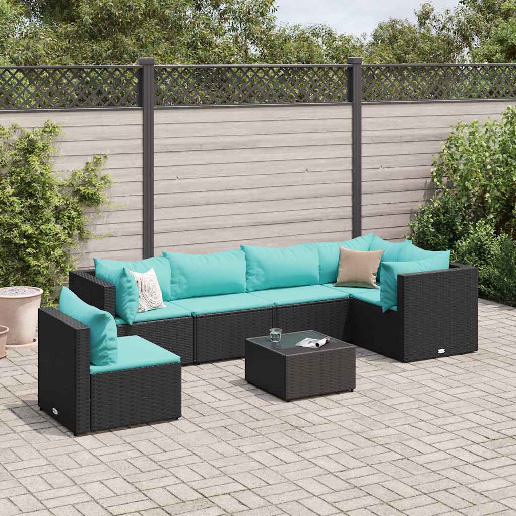 6 Piece Patio Lounge Set With Cushions Poly Rattan