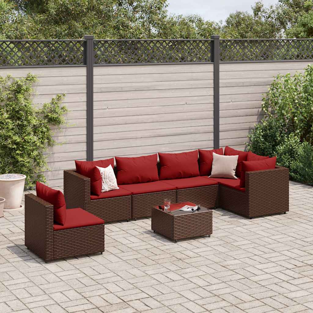 6 Piece Patio Lounge Set With Cushions Poly Rattan