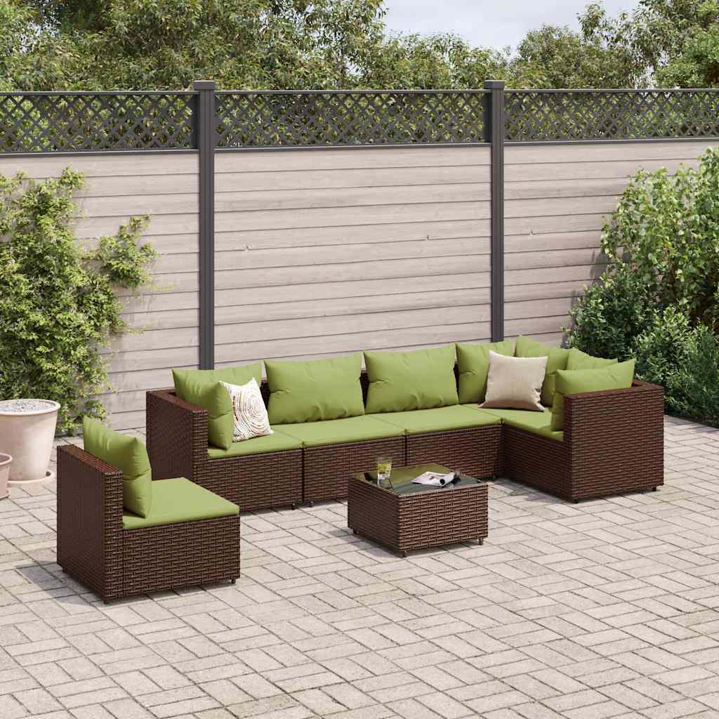 6 Piece Patio Lounge Set With Cushions Poly Rattan