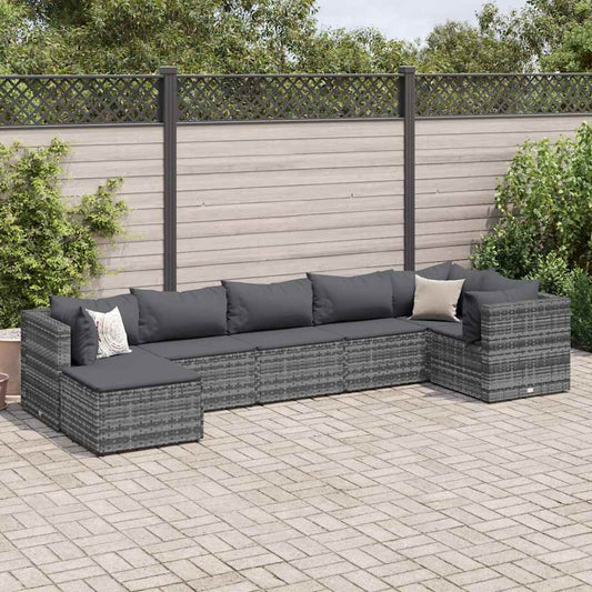 7 Piece Patio Lounge Set With Cushions Poly Rattan