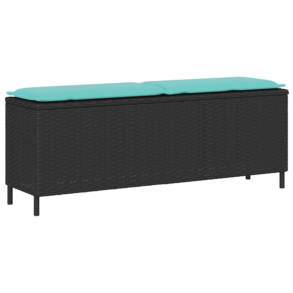 Patio Bench With Cushion Black 43.3&quot;X11.8&quot;X15.9&quot; Poly Rattan