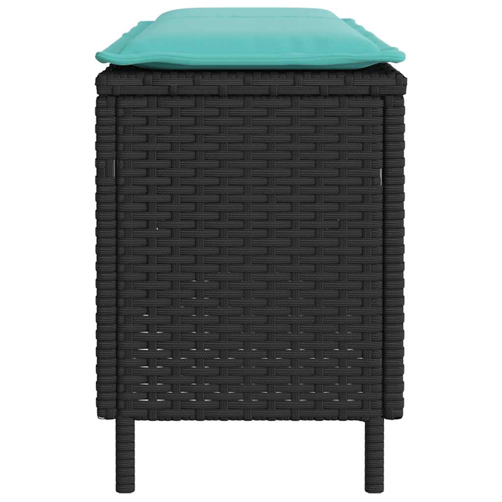 Patio Bench With Cushion Black 43.3&quot;X11.8&quot;X15.9&quot; Poly Rattan