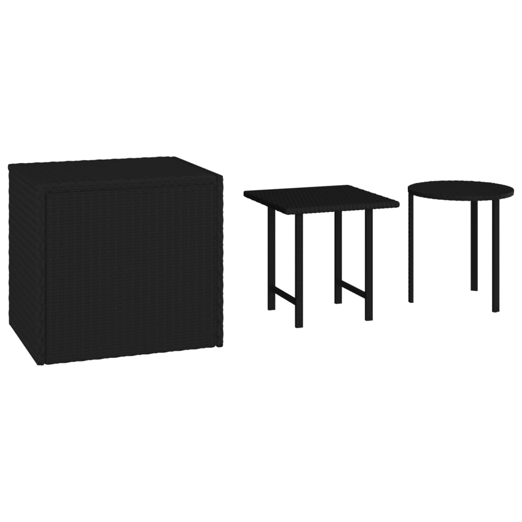 Patio Side Tables 3 Pcs Poly Rattan