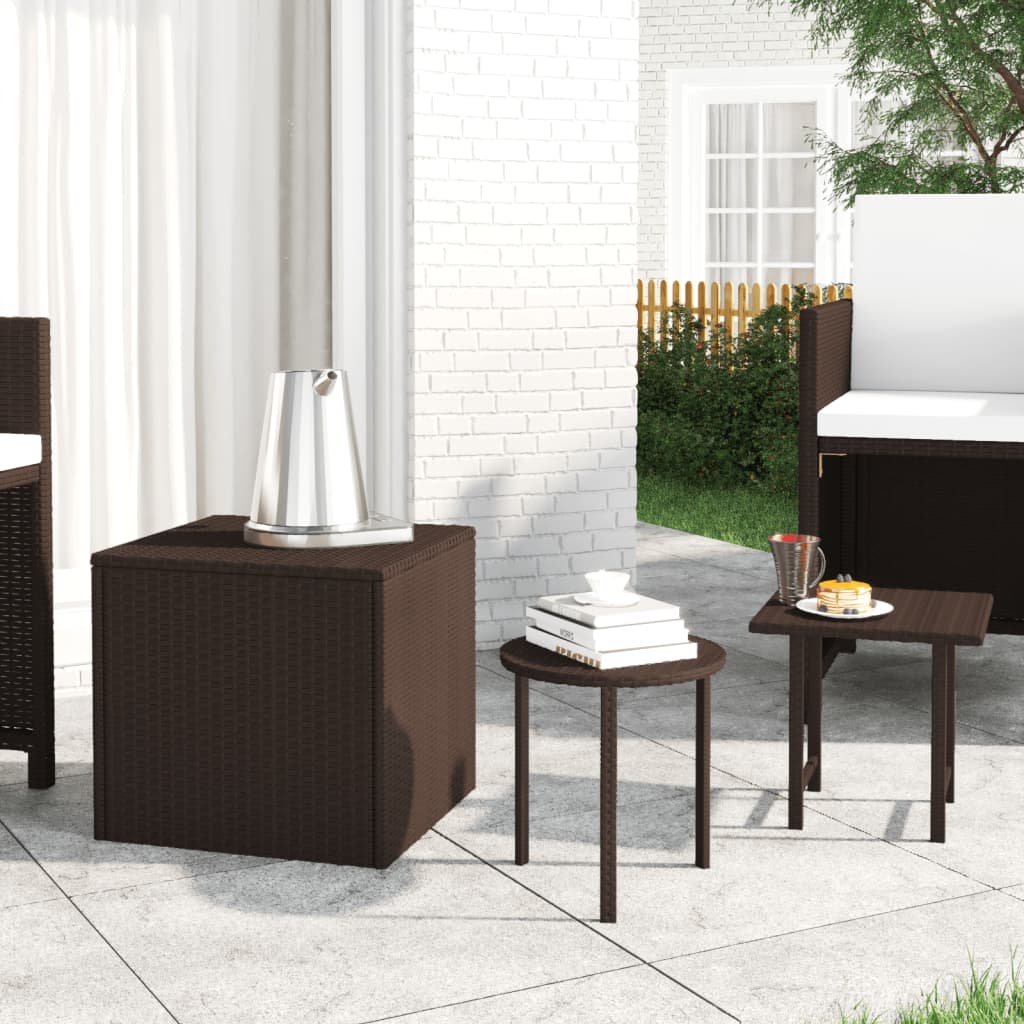 Patio Side Tables 3 Pcs Poly Rattan