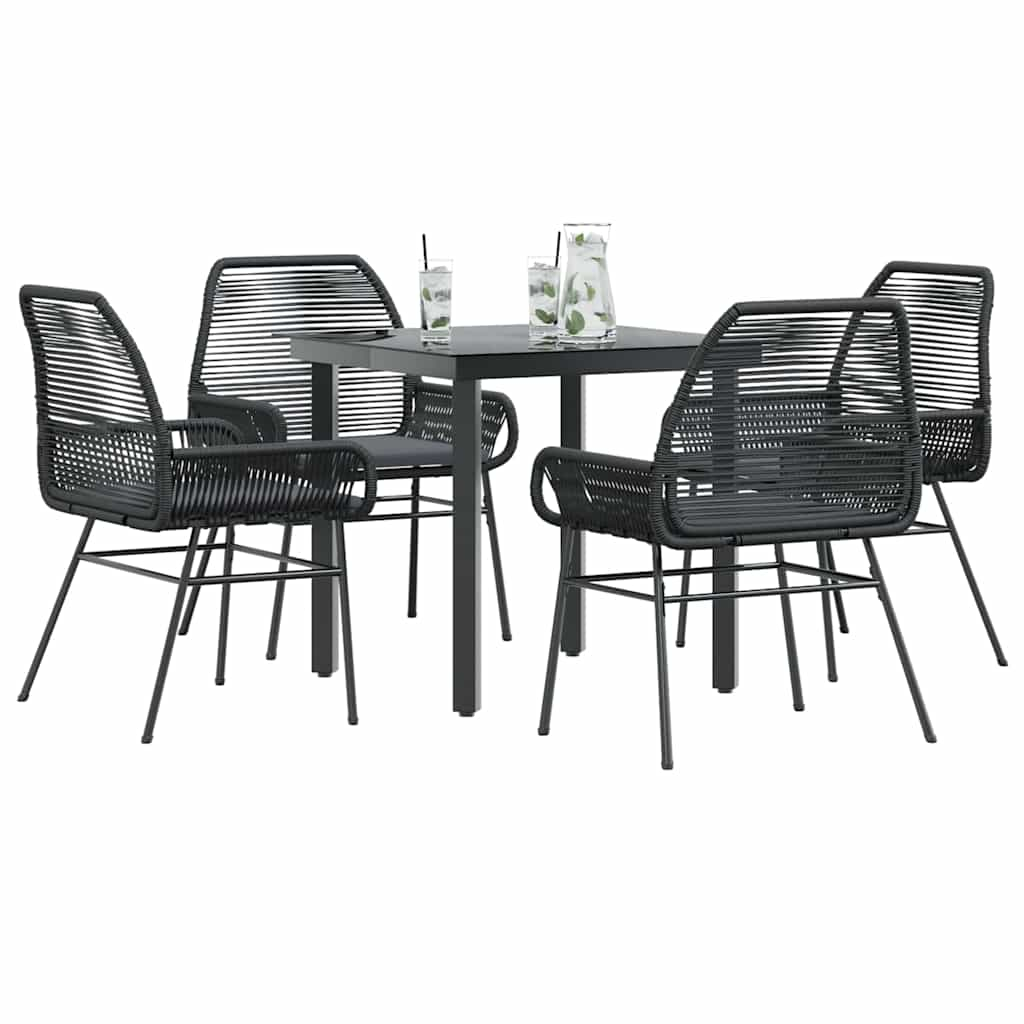 7 Piece Patio Dining Set With Cushions Poly Rattan Glass