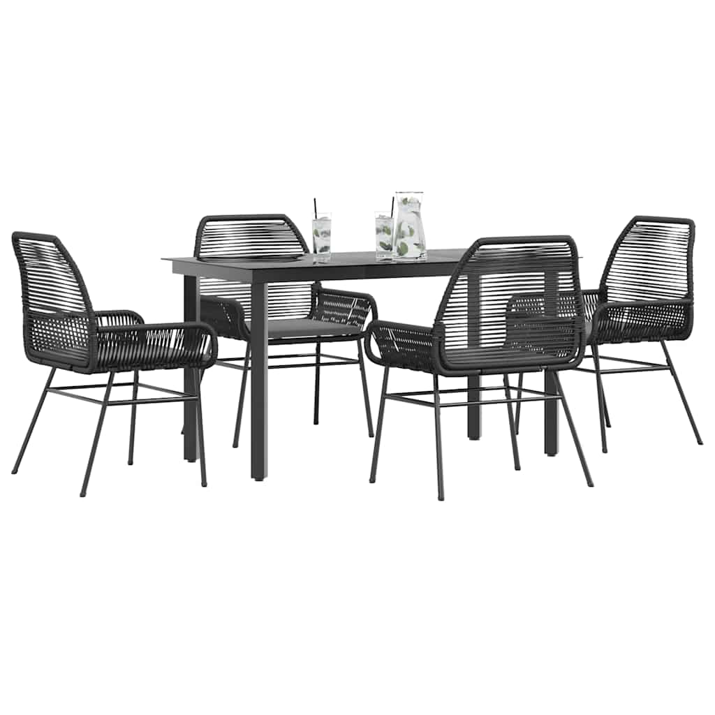 7 Piece Patio Dining Set With Cushions Poly Rattan Glass