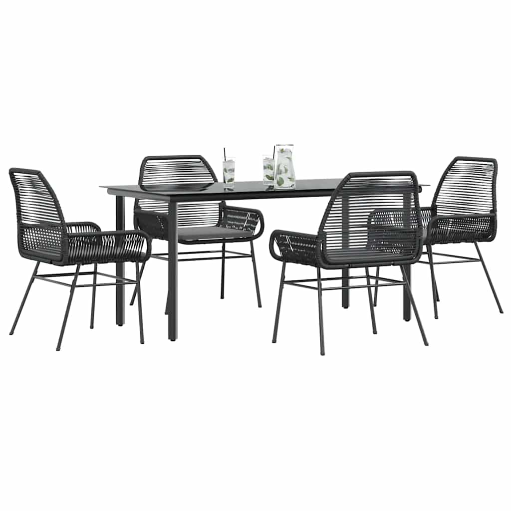 7 Piece Patio Dining Set With Cushions Poly Rattan Glass