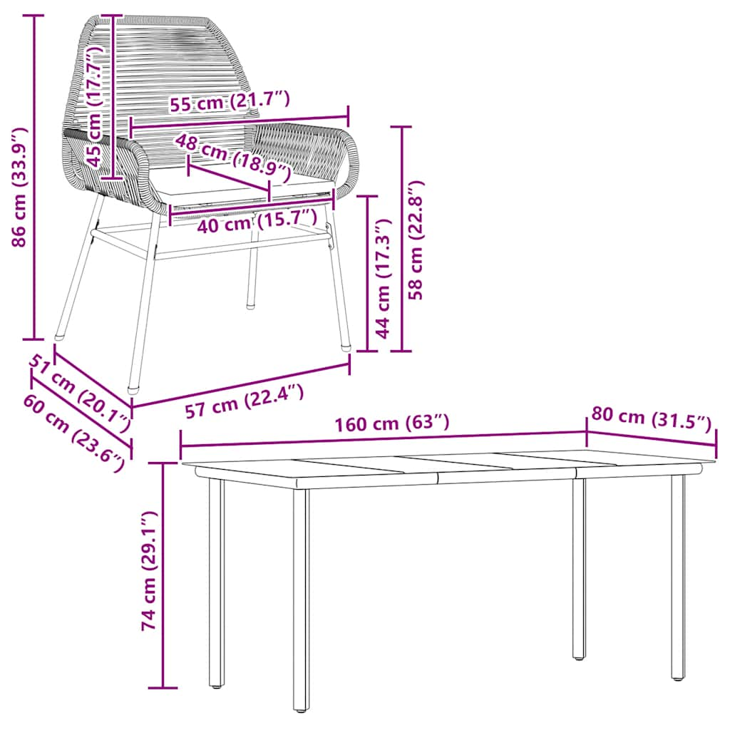 7 Piece Patio Dining Set With Cushions Poly Rattan Glass