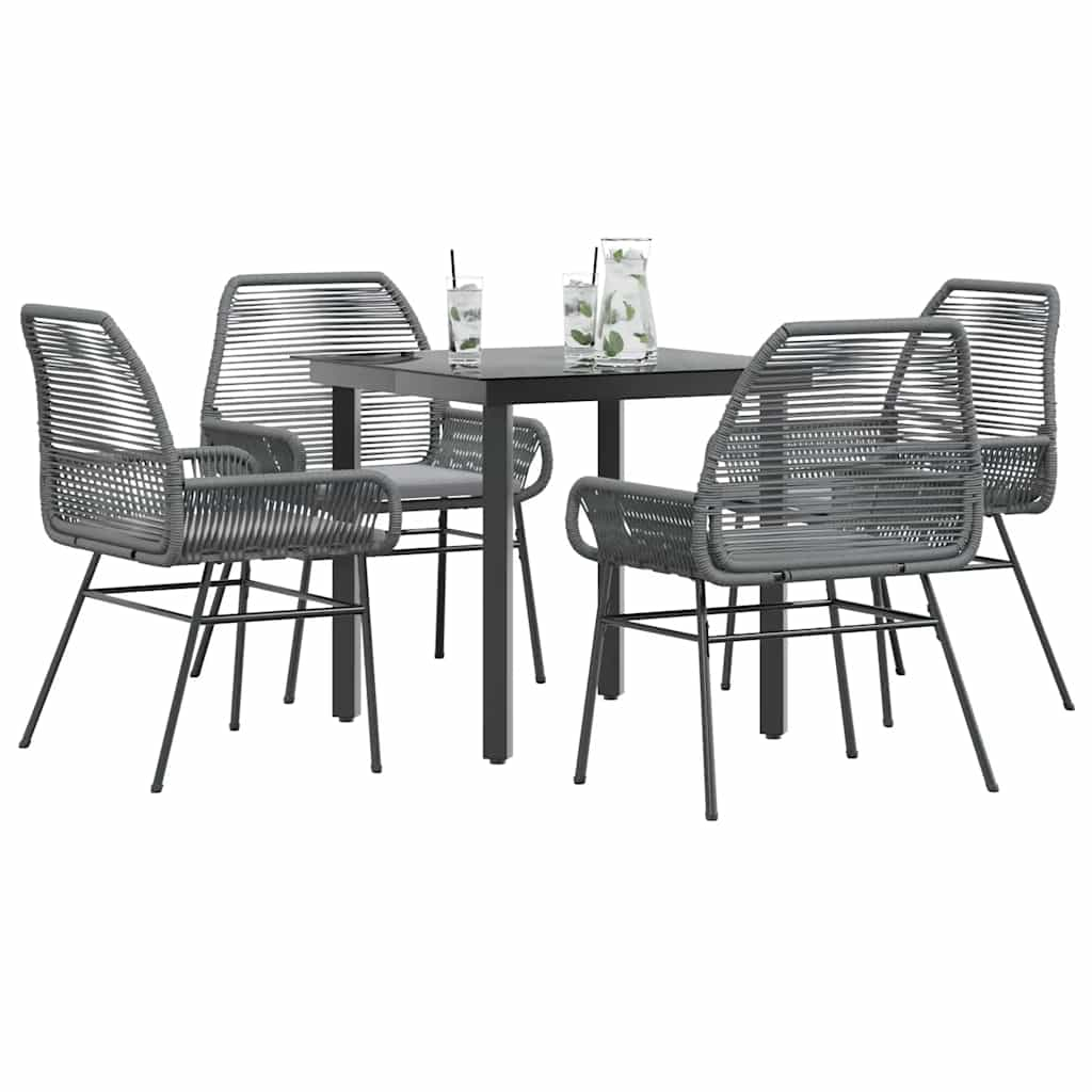 7 Piece Patio Dining Set With Cushions Poly Rattan Glass