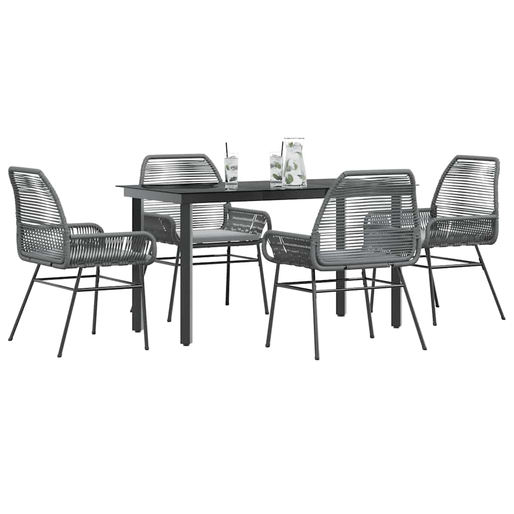 7 Piece Patio Dining Set With Cushions Poly Rattan Glass