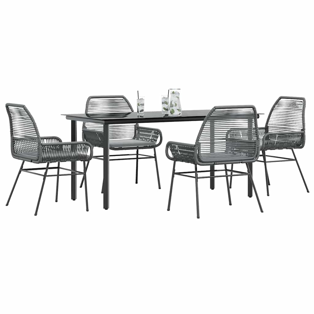 7 Piece Patio Dining Set With Cushions Poly Rattan Glass