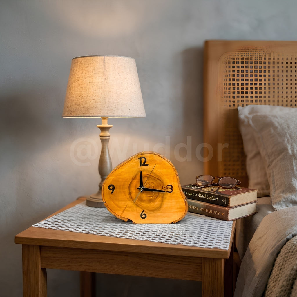 Live-Edge Wood Desk Clock