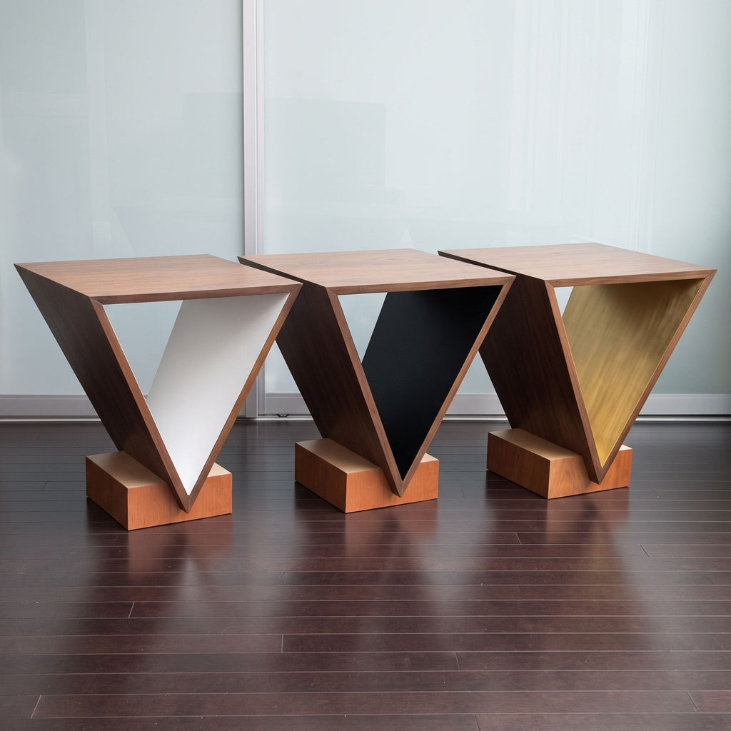 Sculptural Walnut V-Shape Side Table