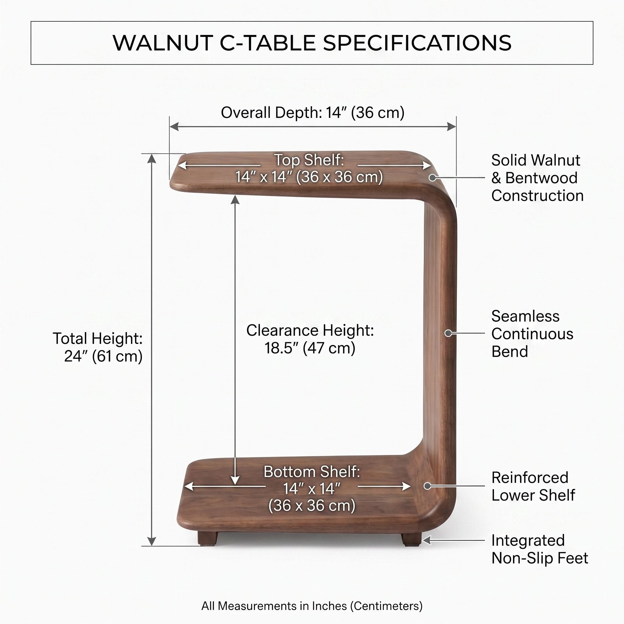 Walnut C-Table Side Table