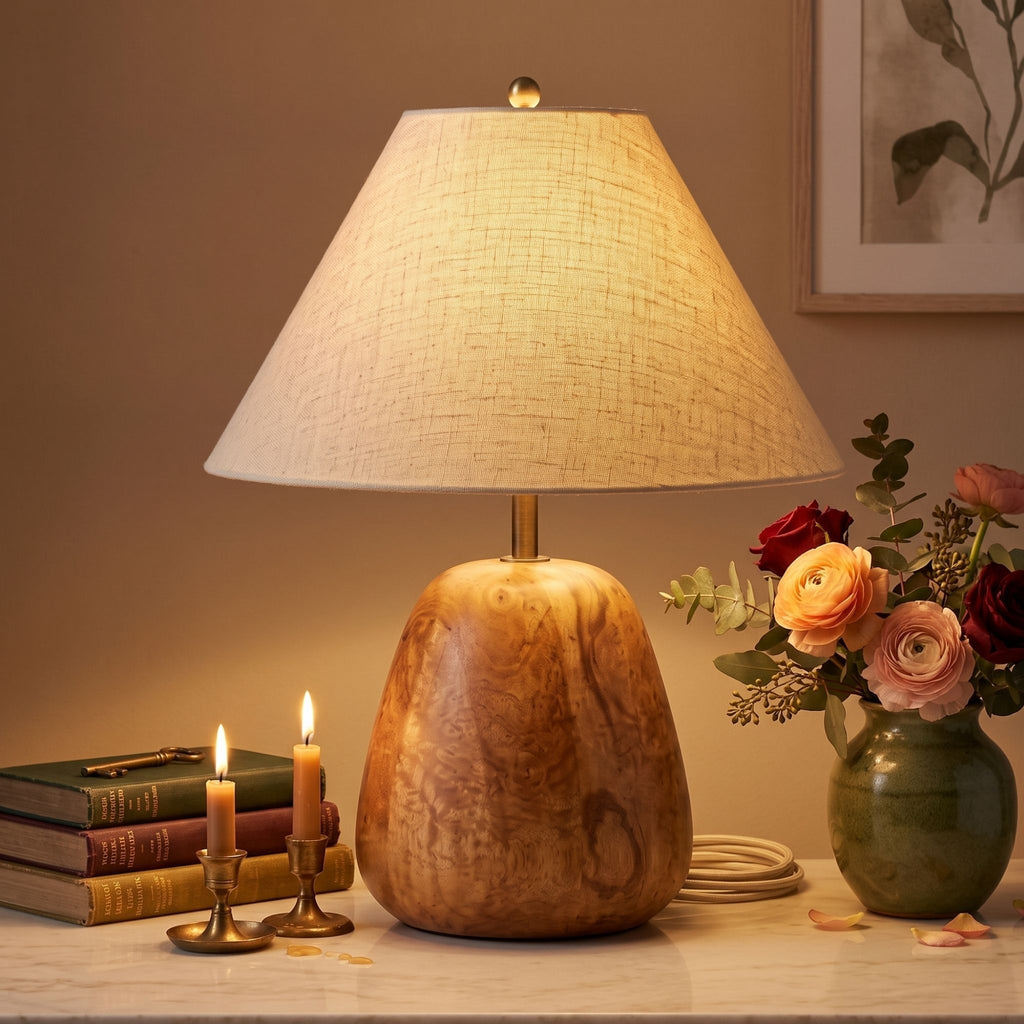 Sculptural Burl Wood Table Lamp