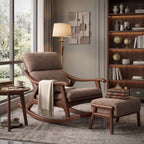 Boucle Lounge Rocking Chair with Ottoman.