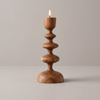 Sculptural Stacked Wood Candle Holder