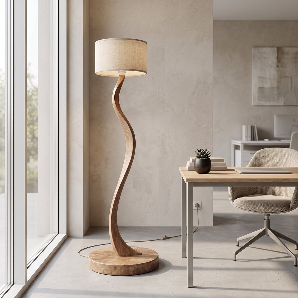 S-Shape Wood Floor Lamp